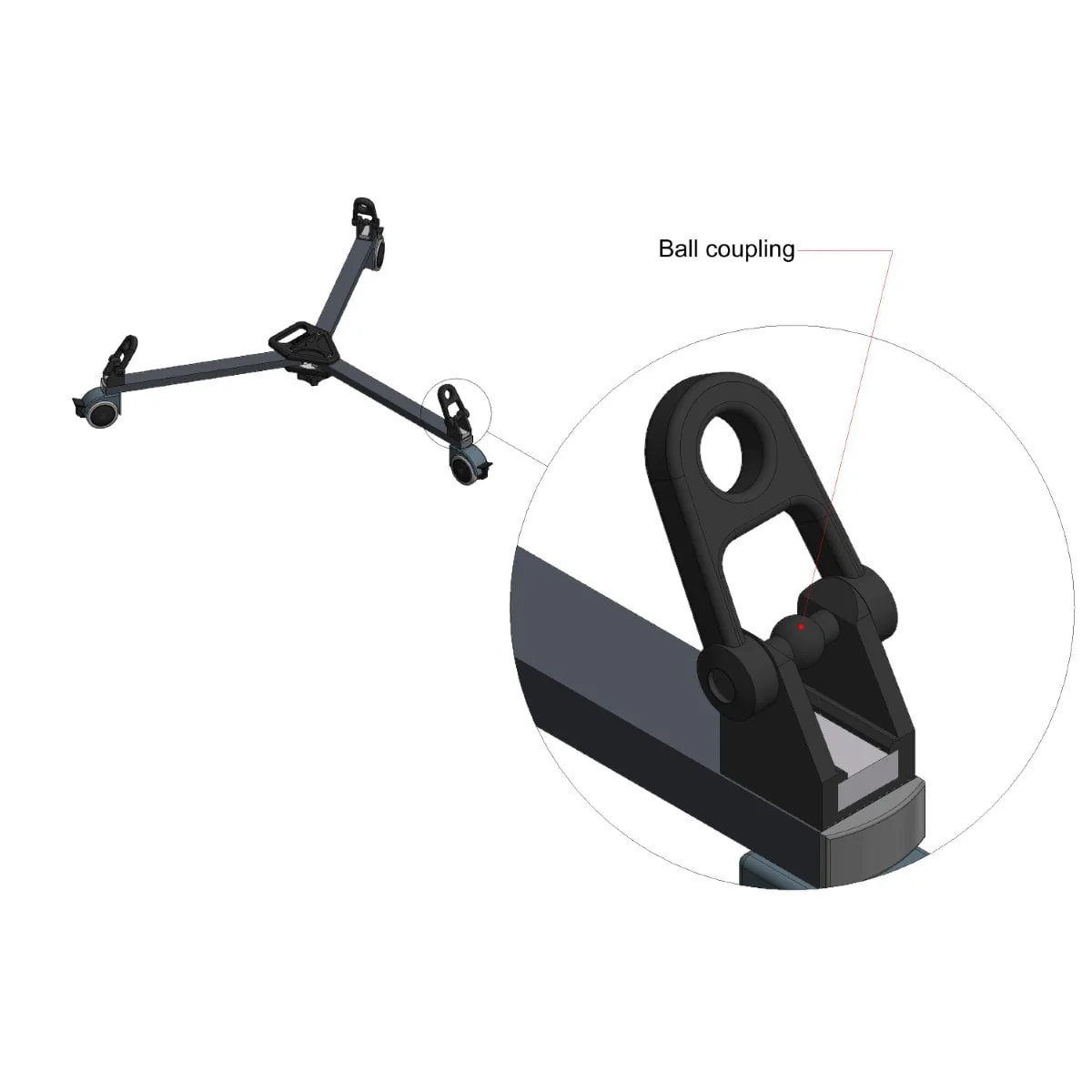 Lightweight Dolly 75mm double wheels - for Red lock - SDS - TZ001 - Image 3