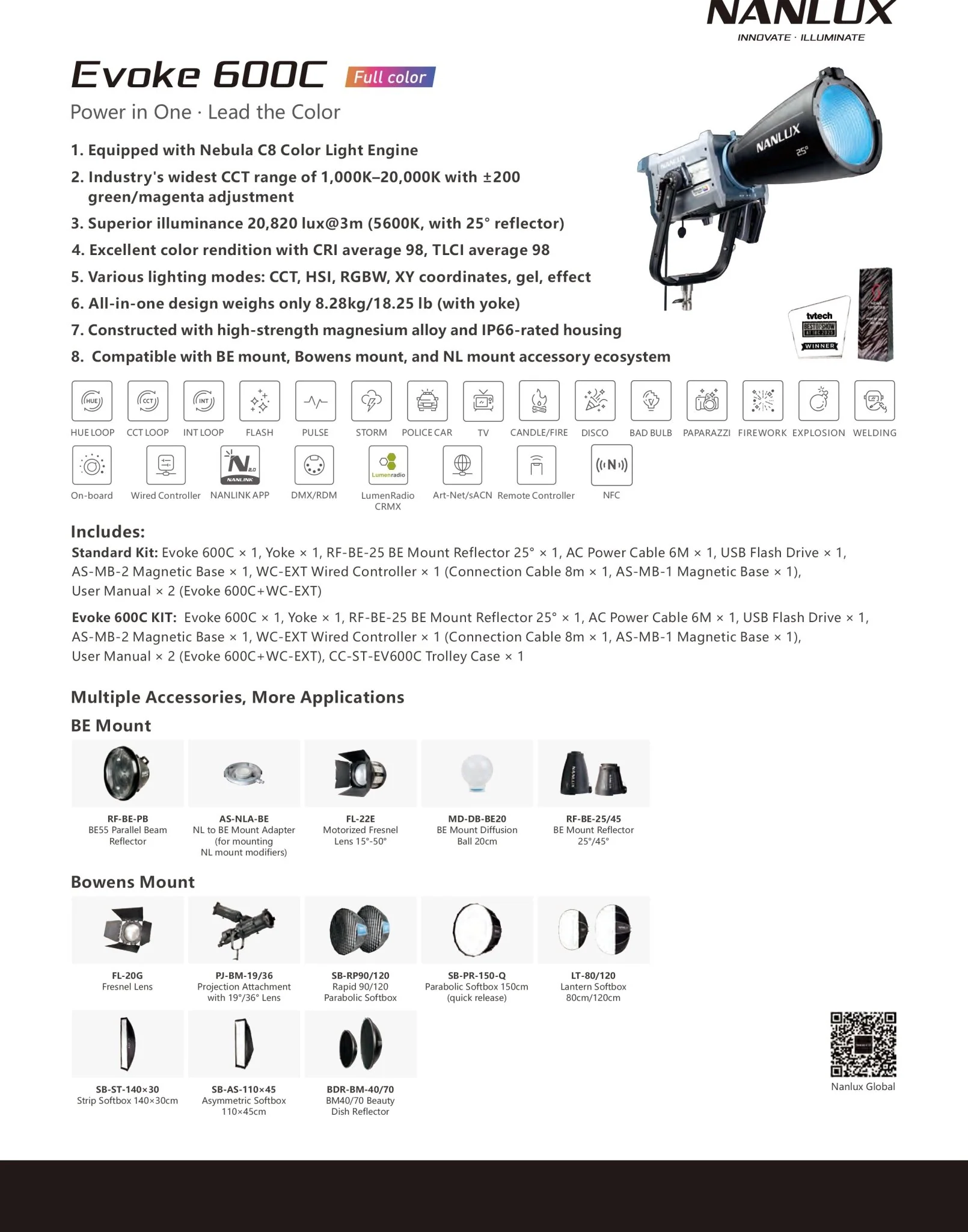 NANLUX Evoke 600C LED Full-color Spot Light with trolley case - Image 4