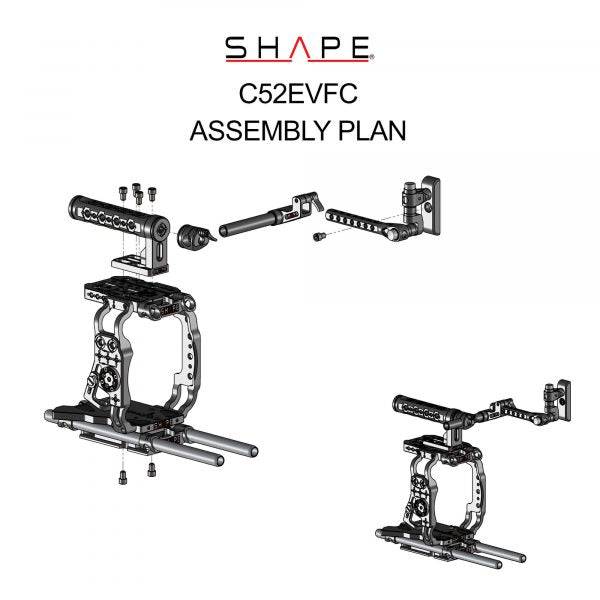 SHAPE Canon C500 MKII/C300 MKIII Camera Cage, Top Handle, Rod Bloc System and View Finder Mount - Image 9