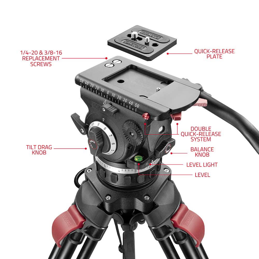 SHAPE FOCUS 18 Fluid Head with Red Lock Legs Mid-Level Spreader - Image 4