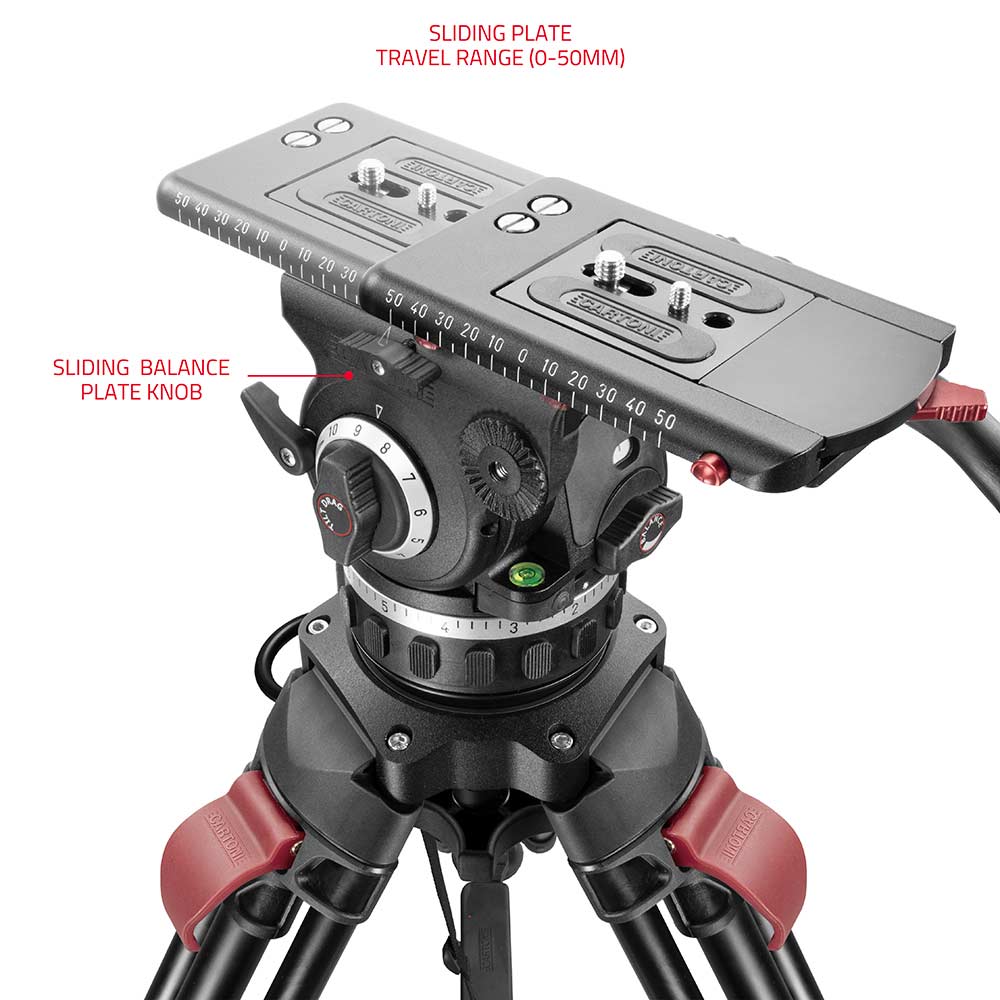 SHAPE FOCUS 18 Fluid Head with Red Lock Legs Mid-Level Spreader - Image 5