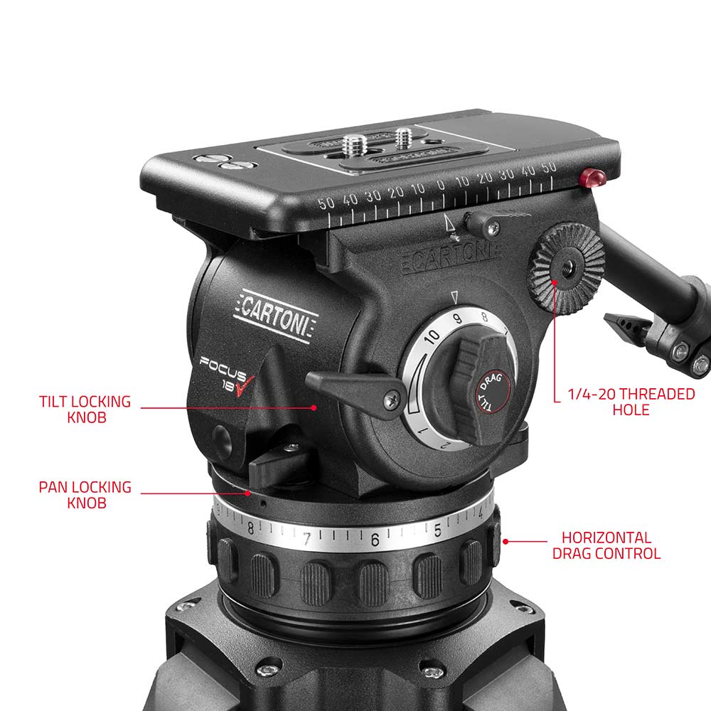 SHAPE FOCUS 18 Fluid Head with Red Lock Legs Mid-Level Spreader - Image 6