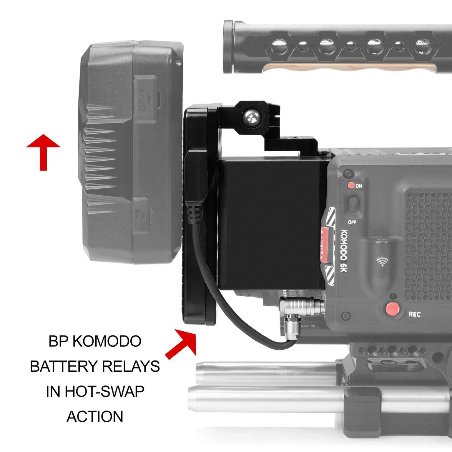 SHAPE RED® KOMODO™ & KOMODO™ 6K Production Pack Pivoting Gold Mount Battery Plate - Image 3